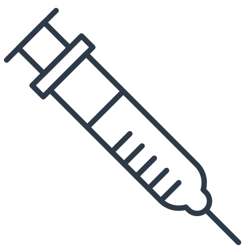 A simple line drawing of a home improvement syringe, depicted in a green outline style on a transparent background. The syringe is shown with a plunger and a needle, typical of medical injections.