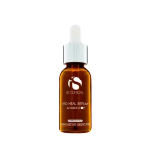 A brown glass dropper bottle of Pro-Heal Serum Advance+ 30ml with a silver cap and white dropper, shown against a white background.