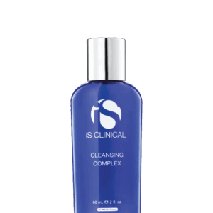 A blue bottle of iS Clinical Cleansing Complex 180ml with a silver cap features the brand name and product name on the label—ideal for enhancing your daily skincare routine.