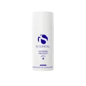 A white cylindrical bottle of Extreme Protect All Day Moisturiser 100g features blue text and logo, a white cap, and sits against a plain background.